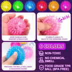 Bouncy Light Up Ball for Kids - LED Flashing Spiky Sensory Toys for Kids with Autism Stress Balls for Toddlers 1-3 Fidget Toys Sensory Balls Glow in The Dark for Novelty Noisemaker Toys for Parties