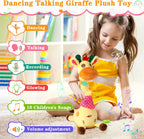 Dancing Talking Giraffe Toy, Stuffed Animal Baby Toy Repeating What You Say, Glowing Musical Giraffe with 10 Children's Songs Gifts for Toddlers 1-3 Years Old