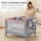 4-in-1 Baby Bassinet with Playard, Sleeper Nest, Changing Table, Mosquito Net & Canopy, Storage and Toys for Newborn to Toddler