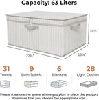 GRANNY SAYS Closet Storage Bins with lids, Fabric Storage Box with Lid, Clothes Bins Storage for Closet, Shelf Baskets for Living Room Wardrobe Shelves, Jumbo, Gray/White, 1-Pack