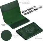 BIAOTIE Premium Leather Passport Holder Covers, Rfid Travel Wallet Passport Document Holder, Travel Essentials Wallet Cover Case for Men and Women (Green)