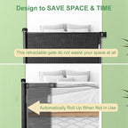 Retractable Baby Gate, Extra Wide Safety Kids or Pets Gate, 33” Tall, Extends to 55” Wide, Mesh Safety Dog Gate for Stairs, Indoor, Outdoor, Doorways, Hallways(33”x55”- Black)