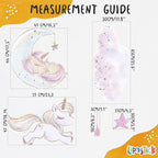 Unicorn Wall Decals by Lipastick - Vibrant Glitter Moon, Stars, Cloud Stickers for Girls Bedroom, Baby Nursery, Kids Room, Birthday Party Decor Art- Peel and Stick Gift Idea- XXL Size
