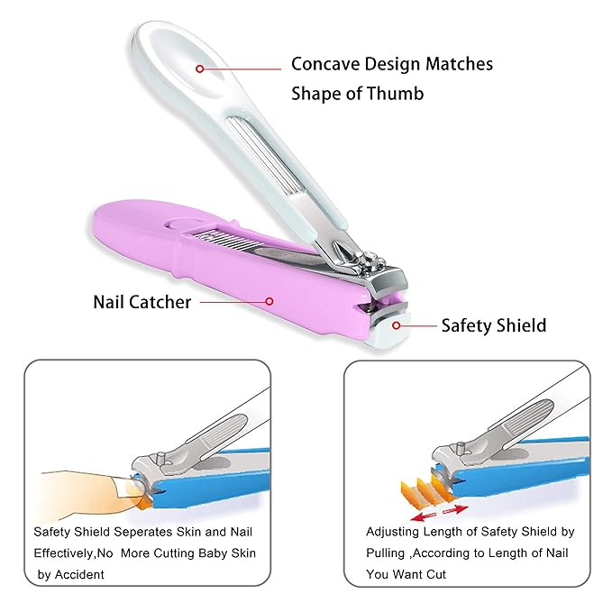 PAFASON Baby Safety Nail Clipper Cutter Trimmer with Nail Catcher and Baby Glass Nail File, Czech Float Glass, Stainless Steel Ideal Gift for Young Children Infant, Newborns Toddlers