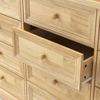 Homsee Baby Changing Table Dresser, 100% Solid Wood Infant Diaper Changing Station Combo, 12-Drawer Baby Nursery Dresser with Removable Tray for Children's Room Bedroom, Nature Color