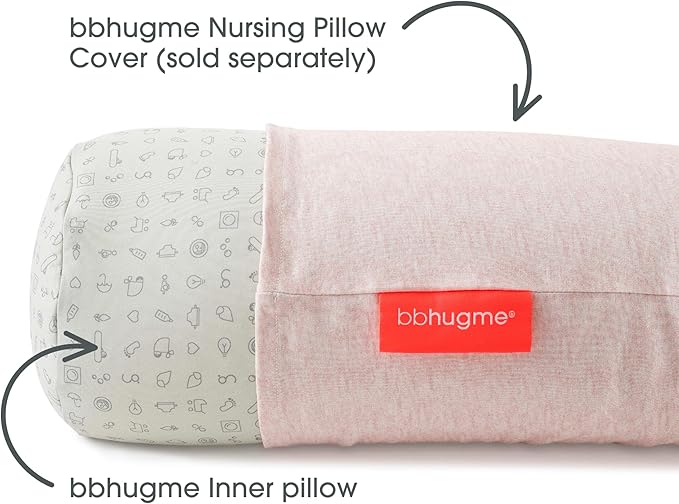 bbhugme Adjustable Nursing Pillow with Blue Melange Cover & Extra Pink Melange Cover - Breastfeeding and Baby Support