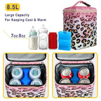 Breastmilk Cooler Bag with Ice Pack Fits 4 Bottles Up to 9 Ounce - Insulated Baby Bottle Cooler on The Go with Strap for Nursing Mom, Daycare or Travel
