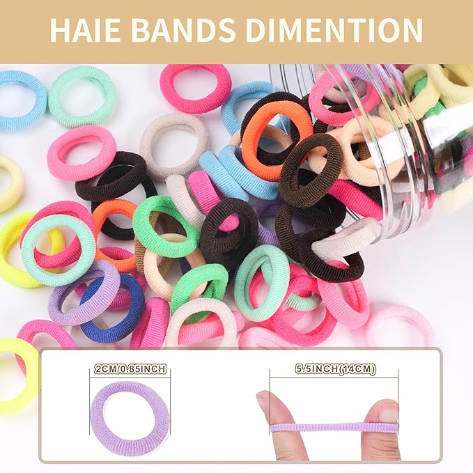 TaShow 500 Count Baby Hair Ties for Infants, Mixed Color, Soft Elastic Ponytail Holders for Toddler Girls, Cotton Baby Girl Hair Ties, 18 Colors