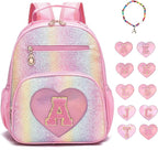 I IHAYNER Kids Glitter Lightweight Backpack for School Travel & Daycare, Toddler Backpack for Girls 3+ Preschool Kindergarten Elementary Kids Backpack-Rainbow Pink A