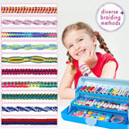Friendship Bracelet Making Kit with Storage Box,DIY String Bracelet Arts and Craft for Girls Aged 8-12,Kids' Travel Activity Toy Set,Birthday Gifts for Ages 6 7 8 9 10 11 12 Year Old (Light Blue)