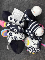 Spiral Car Seat Toys for Babies, 0-6 Months Stroller Pram Activity Hanging Toys High Contrast Black and White Sensory Toy, Newborn Soft Plush Travel Toy for Newborn Boys Girls Gift