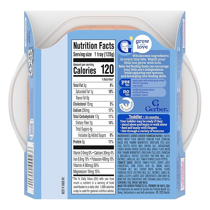 Gerber Toddler Food, Chicken Parmesan Ravioli Pick-Ups, Mealtime for Toddler, 8PK