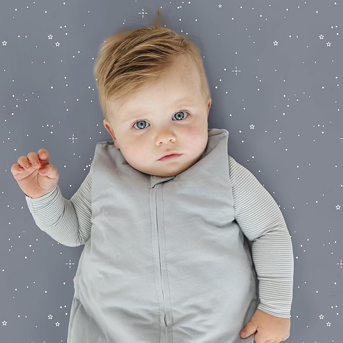 Ely’s & Co. Crib Sheets, Baby Boy Fitted Crib Mattress Sheet Set, 2 Pack, 100% Jersey Knit Cotton, Infant and Toddler Nursery Bedding, Celestial Blue Print, 28” x 52”