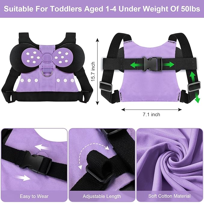 Accmor Toddler Harness Leashes + Anti Lost Wrist Link, Cute Child Safty Harness Kids Leash, Adorable Child Anti Lost Leash Baby Walking Harness Wristband Assistant Belt Strap for Girls, Christmas Gift