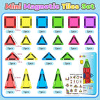 Magnetic Tiles Mini Travel Toddler Set, Magnetic Blocks Building Kids Toys & Games, Montessori Preschool Classroom Must Haves Educational Learning Sensory Toys for 3+ Year Old Boys Girls Birthday Gift