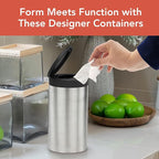 Spectrum Disinfecting Wipes Container Satin Nickel Refillable Stainless Steel Wipe Holder for Bathroom Kitchen School Classroom, Reuseable Push Button Wet Wipe Dispenser for Cleaning Countertop