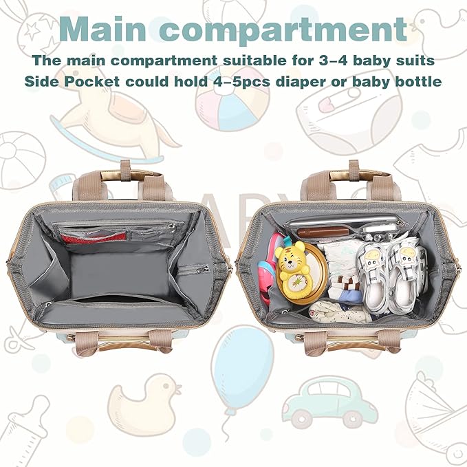 Jiefeike Girls Diaper Backpack,Travel Backpack Diaper Bag for Dad Mom Baby Boys,Insulated Pockets Portable Baby Nappy Bags with USB Charging Port,RFID Anti-Theft Water-Resistant Pocket Stroller Straps