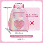 I IHAYNER Kids Glitter Lightweight Backpack for School Travel & Daycare, Toddler Backpack for Girls 3+ Preschool Kindergarten Elementary Kids Backpack-Rainbow Pink M