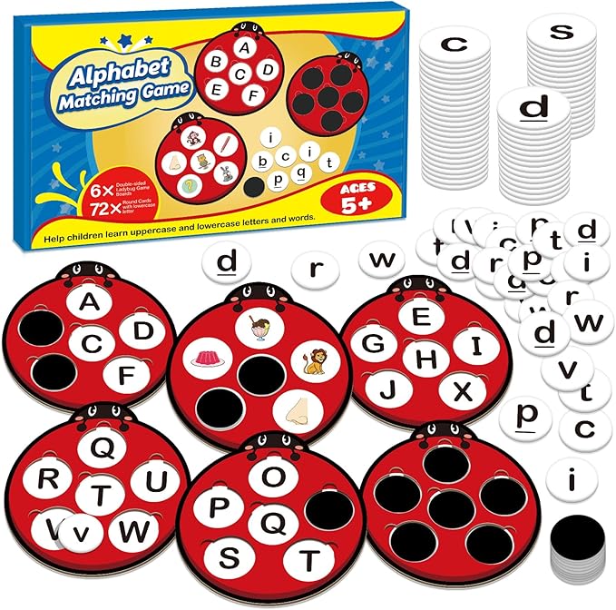 Alphabet Games Letter Learning Toys ABC Flash Cards for Toddler, Speech Therapy Alphabet Matching Game for Kids, Homeschool Supplies Kindergarten Preschool Classroom Must Haves