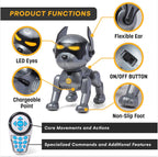 Top Race Robot Dog Toy - Interactive Fun and Educational STEM Remote Control Robot Toy for Kids - Dances, Sits, Stands, Barks, Walks - Rechargeable - Plastic Pet Robot - Dark Grey