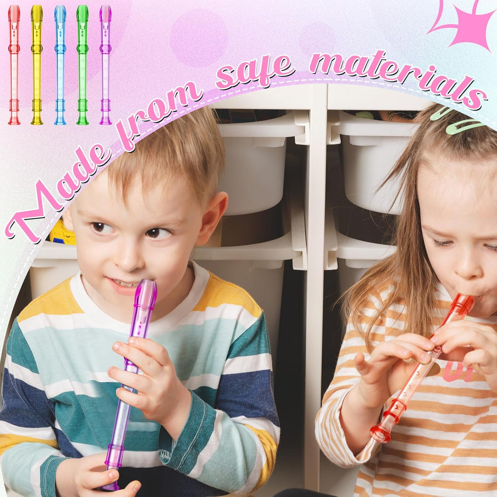 100 Pieces Mini Translucent Soprano Recorder Plastic 6 Hole Soprano Descant for Kids Bulk Baroque Style Musical Recorders Bulk for Beginners Kids Flute