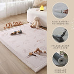 Stylish Coral Baby Play Mat for Floor 47" x 67" Safari Animals – Soft 1" Thick High-Density Memory Foam Nursery Rug,Kids Rug with Non-Slip Backing for Crawling & Playing, Playroom Rug, Kids Carpet