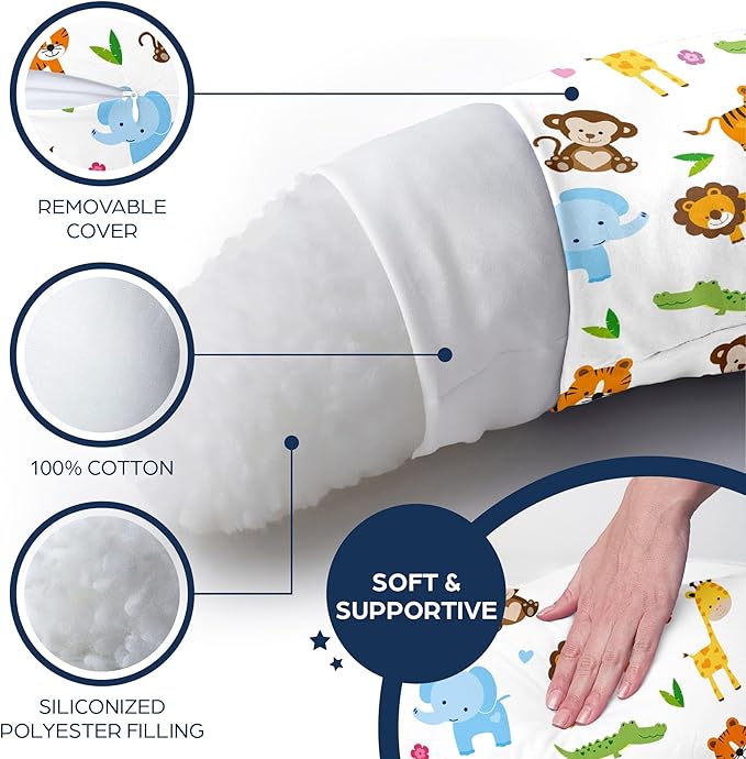 Niimo XXL Pregnancy Pillow & Baby Feeding Pillow - 2022 Double Platinum Winning Maternity Pillow, 100% Cotton Pregnancy Pillow Cover, Machine-Washable, Pregnancy Must Haves