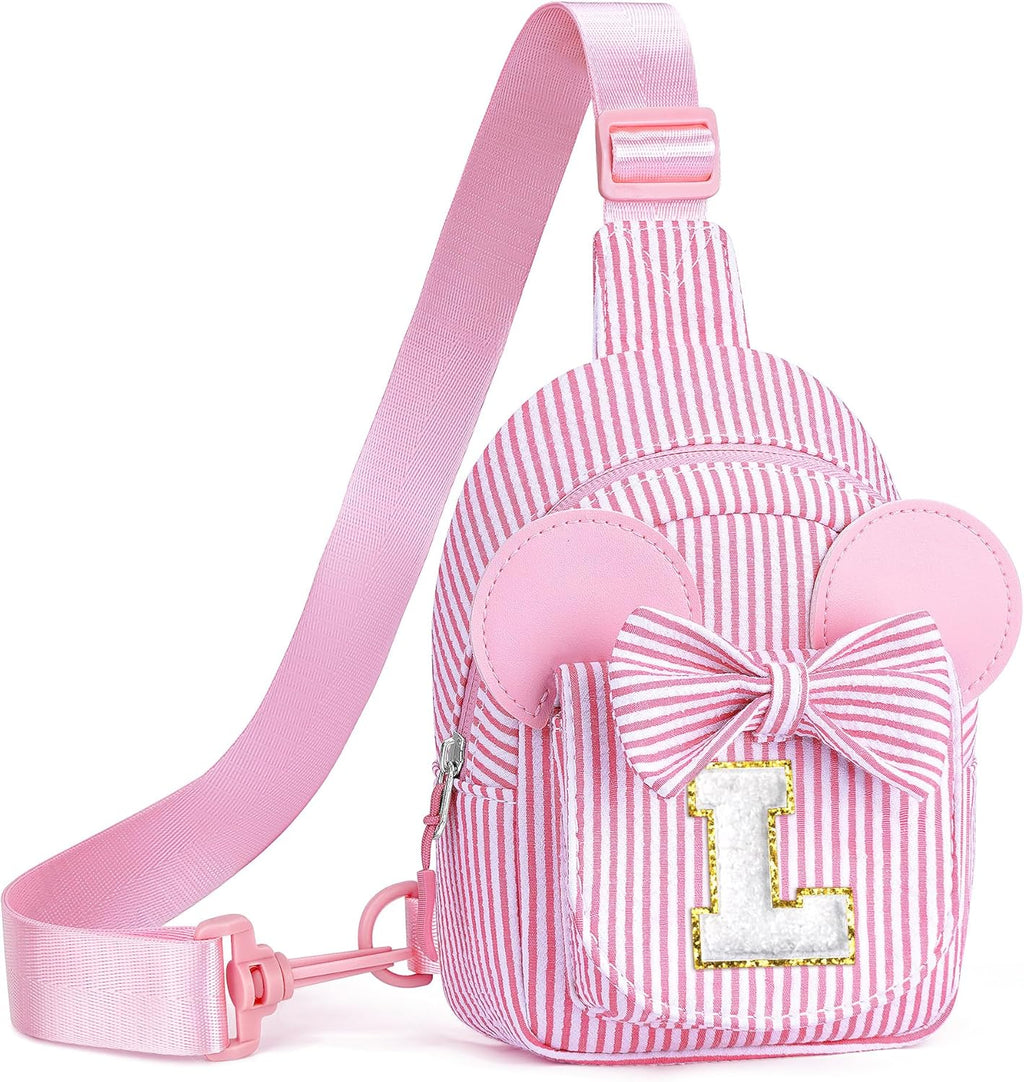 Birthday Gifts for 3 4 5 6 7 Year Old Girls - Small Crossbody Bags for Kids Little Girls 3-8, Initial Small Sling Bag Belt Bag Purse for Girl Teen Kids Birthday Gift (Pink L)