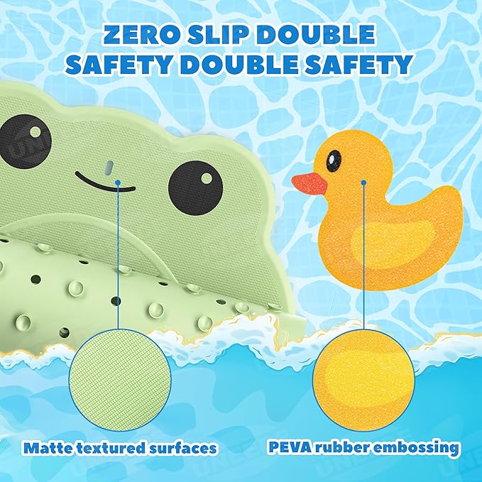 UNEEDE Kids Bathtub Mat with 24PCS Non Slip Bathtub Stickers, Non Slip Shower Mat for Toddlers, Washable Anti Slip Tub Surface, Soft Rubber Mat for Bathtub Shower, Waterproof Bathtub Essentials