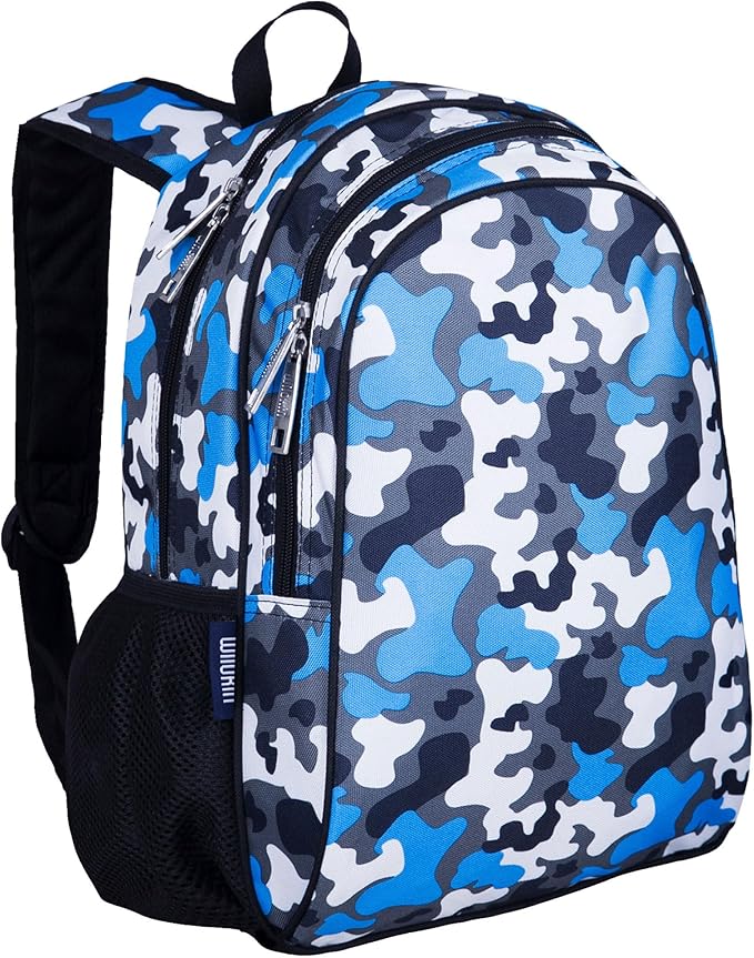 Wildkin 15-inch Kids Backpack – Durable, Padded, Adjustable for School & Travel - Blue Camo