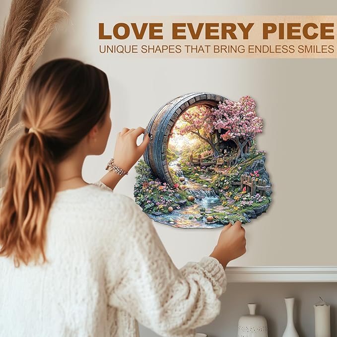 Wooden Puzzles for Adults, Spring Flower Wooden Jigsaw Puzzle for Adults, 100 Piece Unique Animal Shape Wood Puzzles Adult, Birthday Party Gifts for Friends & Family Game Home Decor (S-8.5 * 8.3in)