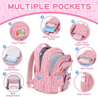 Corduroy Backpack Kids Backpack for Girls School Bags for Middle School Students Book Bag for Elementary Primary Kawaii Ita Backpack, Pink Strawberry