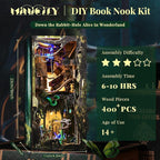 Book Nook Kit, 3D Wooden Puzzle Dollhouse Booknook, Gifts for Family, Lover (Down The Rabbit-Hole Alice in Wonderland)