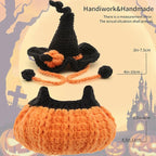 17cm Handmade Halloween Pumpkin Outfit - Knitted Halloween Clothes Set for 17 cm Doll Adorable Witch Style (Black)