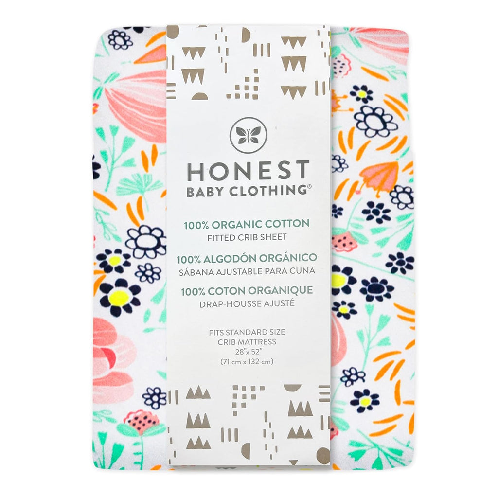 HonestBaby Unisex-Baby Fitted Crib Sheets Set Standard Mattress, 100% Organic Cotton Baby Boys, Girls, Neutral, 1 Pack - Kentucky Blue, One Size