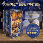 DIY Book Nook Kit, Miniature Dollhouse Booknook Kit, 3D Wooden Puzzle Bookend Bookshelf Insert Decor Diorama Kit with LED Light for Teens and Adults (Star Map Secrets)