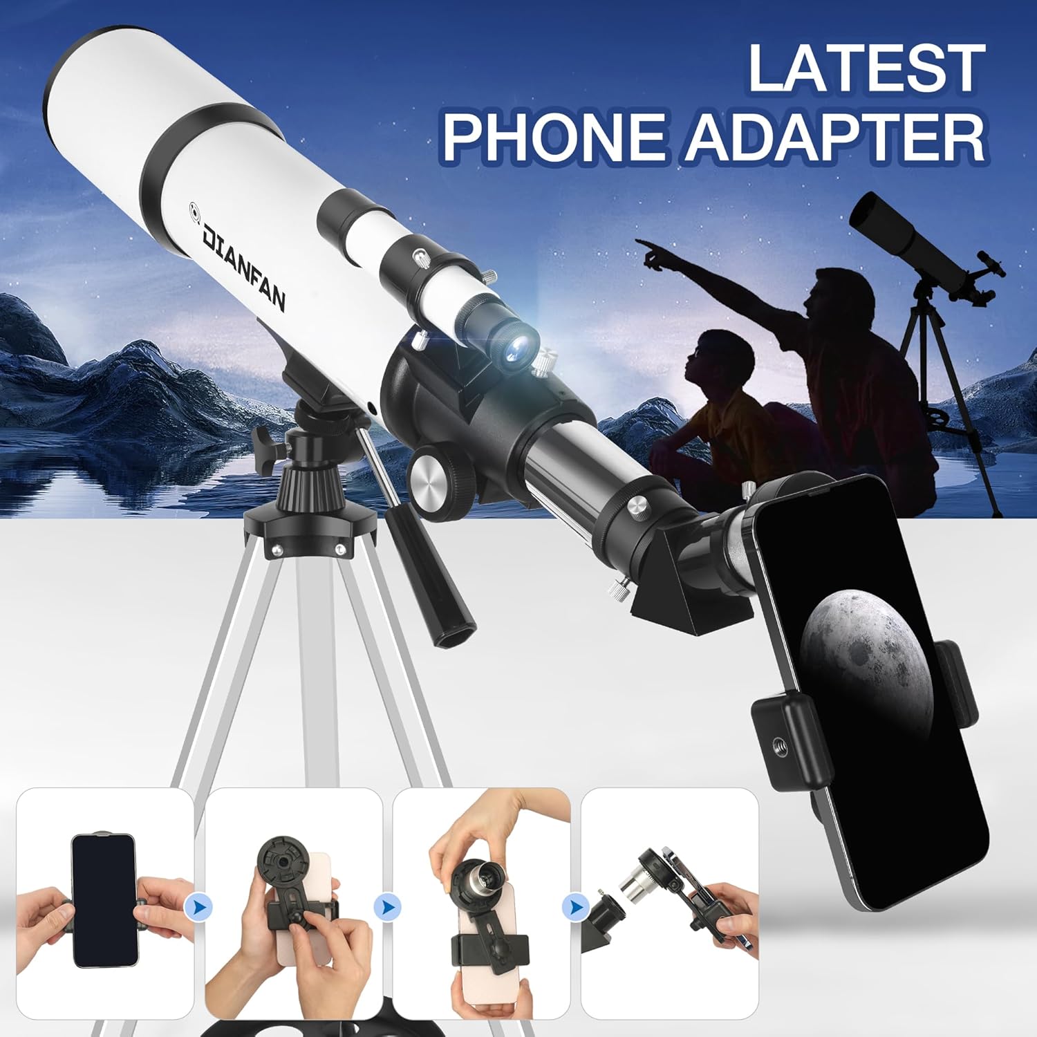 Telescope,Telescope for Adults High Powered - 80mm Aperture 600mm Professional Portable Telescopes for Astronomy Beginners,Fully Mult-Coated Refractor Telescopes with Tripod,Phone Adapter and Bag