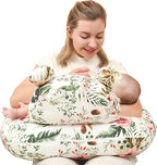 Nursing Pillow for Breastfeeding, Breast Feeding Pillow for Mom Support, Adjustable Waist Strap and Removable Cotton Cover, Rose