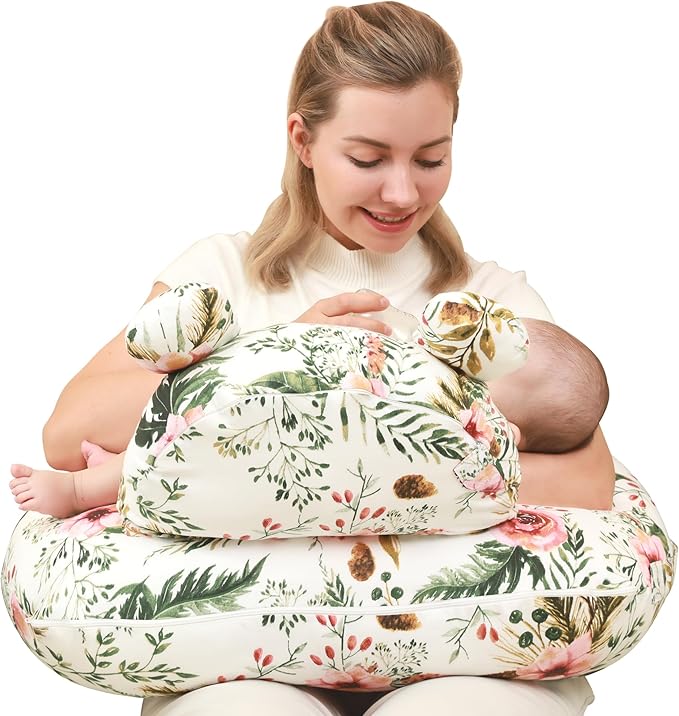Nursing Pillow for Breastfeeding, Breast Feeding Pillow for Mom Support, Adjustable Waist Strap and Removable Cotton Cover, Rose