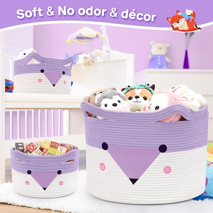 Large Baby Basket Toy Storage 3 Pack, (20"x13.8") Woven Baby Laundry Basket, Stuffed Animal Storage.