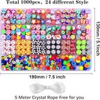 1000PCS Polymer Clay Beads Bracelet Making kit, 24 Style Cute Fun Sports Ball Beads Baseball Basketball Soccer Rugby Volleyball Football Charms, DIY Bracelet Making kit