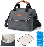Breastmilk Cooler Bag with Ice Pack Fits 6 Baby Bottles up to 9 Ounce, Wearable Breast Pumps Cooler Bag for Nursing Mom Daycare, Work, Travel- Dark Grey