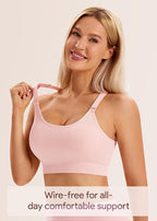 Angelhood Nursing Bras for Breastfeeding, Ribbed Nursing Sports Bra Yoga Maternity Bras Pregnancy Sleep Bralette