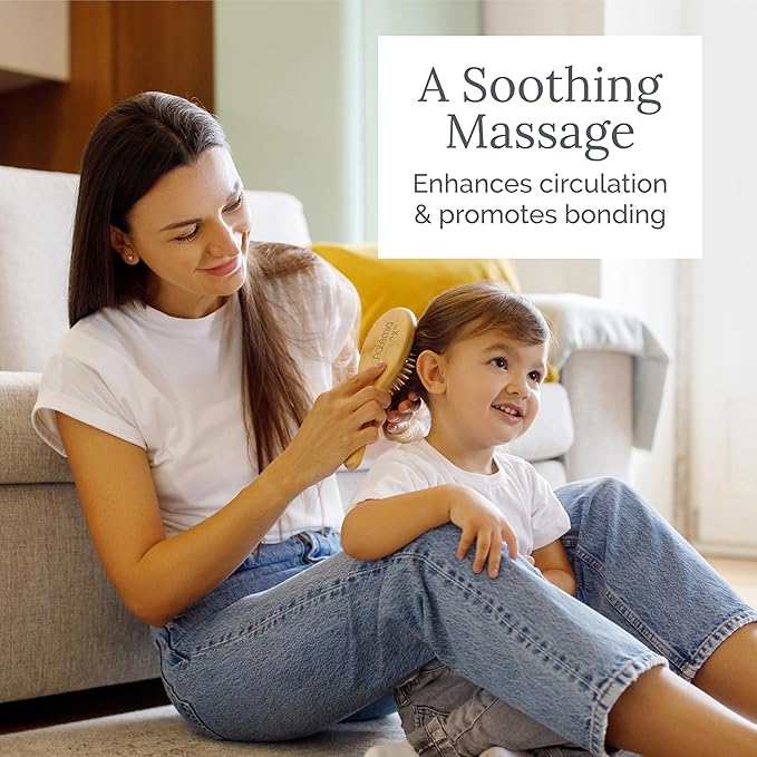 Natemia Wooden Baby Hair Brush | Natural Soft Bristles for Newborns & Toddlers | Gentle Cradle Cap Care | Ideal Baby Registry Gift