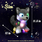 Hopearl LED Musical Stuffed Husky Lighting Up Singing Plush Dog Adjustable Volume Lullaby Animated Soothe Birthday Gifts for Kids Boys Girls, Gray, 12''