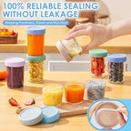 DRKIO 12 Pack Glass Baby Food Storage Containers - 4 & 8 oz Baby Food Jars with Lids Baby Food Maker Microwave Dishwasher Freezer Safe 100% Leak Proof BPA Free Reusable