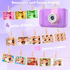 Kids Camera with 180° Flip-up Lens for Selfie & Video, HD Digital Video Cameras for Toddler with 32GB SD Card, Ideal for 3-8 Years Old Girls Boys on Birthday Christmas Party as Gift