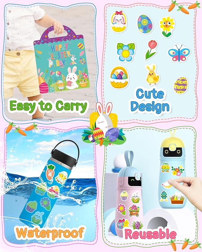 Benresive Reusable Sticker Books for Kids 2-4, Sticker Books for Toddlers 1-3 2-4, Toddler Travel Toys Activities Crafts Gifts - Easter