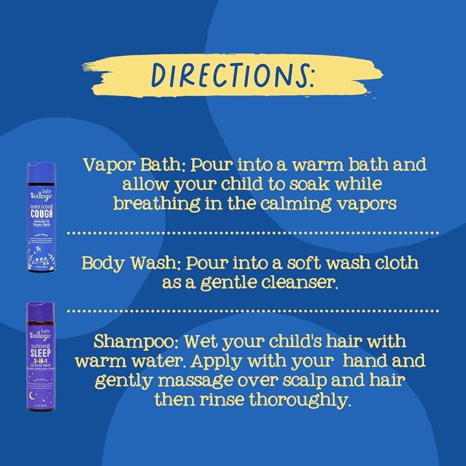 Oilogic Bath Baby Essentials (Slumber & Sleep, Stuffy Nose & Cough) - Gentle Baby All-Over Wash with Essential Oils to Soothe, Calm & Comfort - Pediatrician-Tested & Safe for Babies & Toddlers