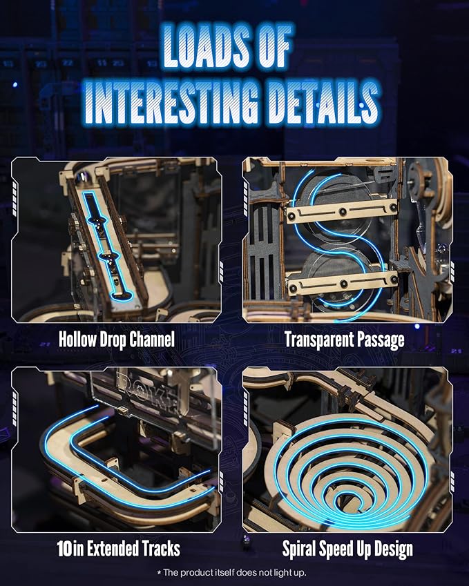 ROKR 3D Wooden Puzzles for Adults Marble Run Model Building Kit(LGA01 Marble Night City)